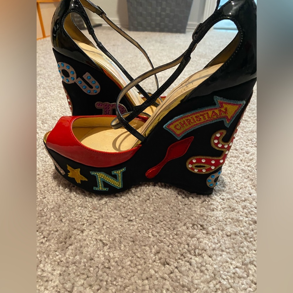 Christian Louboutin Multicolor Embellished Wedges